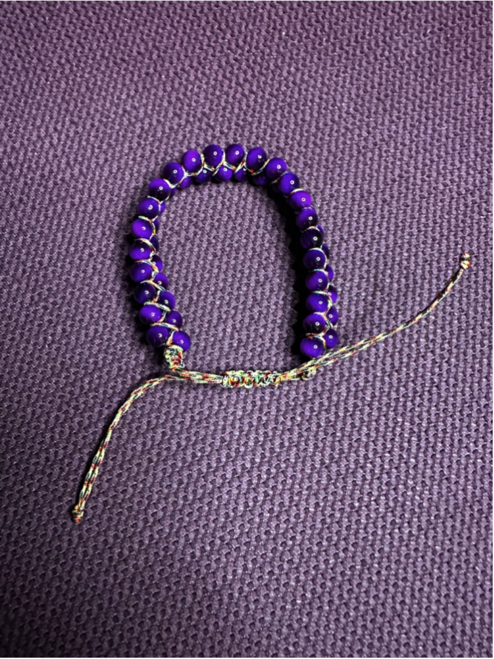 Purple Beaded Adjustable Bracelet